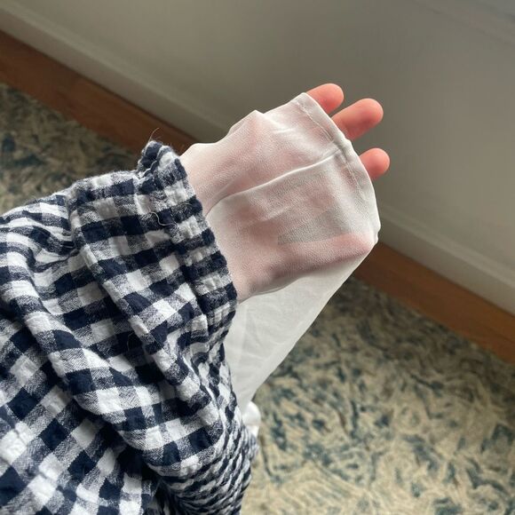 American Eagle  Womens gingham navy mini skirt size zipper fully lined medium - Picture 5 of 10